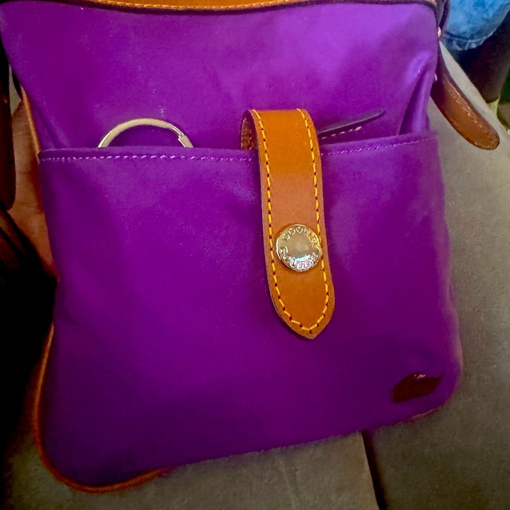 Dooney & Burke Plum Nylon Letter Carrier Crossbody Bag